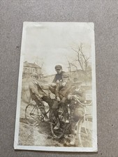 1910S IVER JOHNSON TRUSS BRIDGE ROADSTER BICYCLE SNAPSHOT PHOTO 4 1/2 X 2 1/2 picture