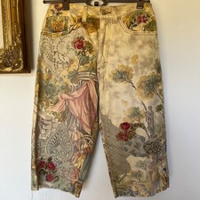 Vintage Roberto Cavalli Renaissance Jeans Leather 90s 2000s Y2K Print art denim picture