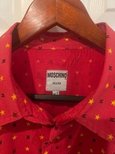 ‘90s Moschino Men’s Long Sleeve Red Shirt with “M & Gold Star” Print - XL picture