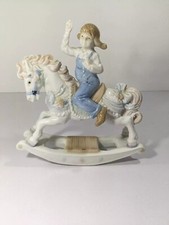 Vintage 1991 Paul Sebastian Girl on Rocking Horse Ceramic 7