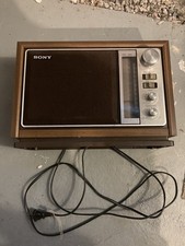 Vintage 1970s Sony ICF-9740W AM/FM Radio Woodgrain Finish For PARTS OR REPAIR picture