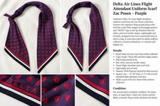 Delta Air Lines Flight Attendant Uniform Scarf Purple Red Logo Neck Tie picture
