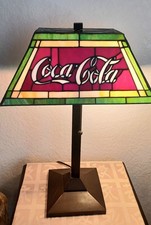 SALE Coca Cola Tiffany Mission Stained Glass Lamp - VGC COLLECTIBLE-HARD2FIND picture
