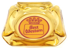 Vintage 1960s Advertising Best Western Hotel Amber Glass Ashtray picture