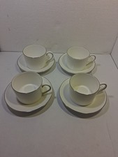 Vera Wang Blanc Sur Blanc Wedgwood Bone China Tea Cups/Plates Set Of 4 ☆Vintage☆ picture