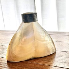 Vtg Mother Of Pearl Perfume Bottle Iridescent Snuff Jar Boho MCM Small 2.5 in picture