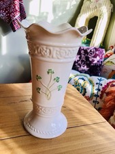 Belleek Irish Tara Collection 10” Vase with Shamrock Design-Stunning picture