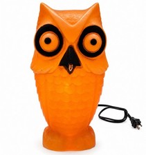 Vintage Orange Black Halloween Owl Blow Mold Scary Decoration 13 1/2” ￼ picture