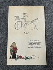 Vintage 1943 A Merry Christmas Camp Corsair Army Air Forces Card San Diego CA picture