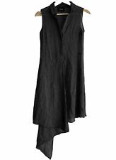 AKRIS Lightweight Black & Gray Wool Asymmetrical Button Front Dress Sz. 6 picture