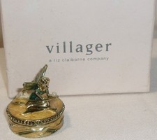 LIZ CLAIBORNE VILLAGER FAIRY TRINET BOX - GOLD TONE & ENAMEL - picture