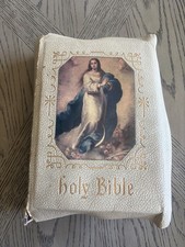 Holy Bible “The Holy Angels Edition” Colored Pics 1960 vintage Large Leather picture