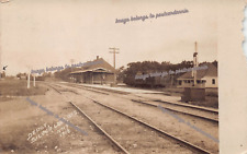 RPPC Silver Lake Wisconsin Railroad Train Depot Station Photo DAMAGE Postcard B6 picture