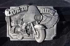 Authentic Siskiyou - Bergamot, Live to Ride, Belt Buckle, Made in USA 1983 picture