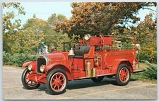 1925 Brockway Buffalo Fire Pumper Engine Long Island Auto Museum Chrome Postcard picture