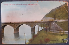 1912 postcard  Trolley Line under Rockville Bridge Harrisburg PA posted Hollman picture