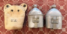 2 US WWI Canteens & cups plus one cover plus photo and postcards  picture