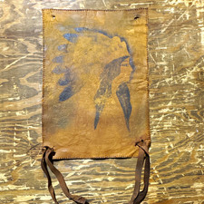 Vintage Native American Indian Chief Portrait Leather Wall Hanging Art picture