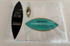 Vintage Penco Superior Muslin Cotton White Double Sheet 81 X 108  NIP picture