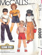 1980's McCall's Children's T-Shirt,Pants,Shorts w/Transfer Pattern 8386 3 UNCUT picture