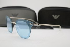 NEW EMPORIO ARMANI EA 2075 3015/6X SILVER BLUE AUTHENTIC SUNGLASSES 60-17 picture