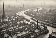 London Thames Bird's-Eye View - Victorian Era - Antique Print picture