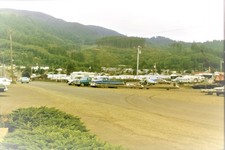 35mm Slide c1970s PORT OF GARIBALDI RV PARK OREGON PICK UP TRUCKS RVs picture