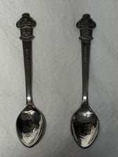 Vintage Rolex Bucherer Souvenir Spoons Lucerne Lugano Switzerland Set of 2 picture