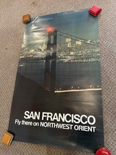 RARE Original Vintage Fly Northwest Orient Airlines San Fransciso Poster Airport picture
