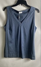 Akris Punto Women's Blue V-Neck Cotton Jersey Tank Top Sz 12 NWT picture