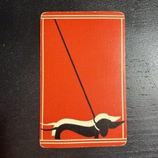 Dachshund Puppy Dog on Leash Single Swap Playing Card, Orange -c. 1930s (Linen) picture