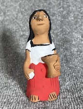 Vintage Josefina Aguilar Signed Mexican Folk Art Clay Woman Figure With Bowl picture