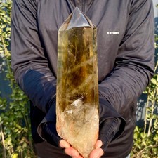2.12LB Natural Clear Yellow Crystal Obelisk Quartz Energy Tower Point Reiki Heal picture