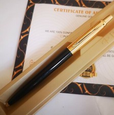 24k Gold Plated Parker Jotter Ballpoint Writing Pen Classic Black In Gift Box picture