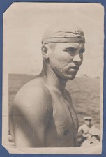 Shirtless guy bare torso man boobs bulges muscles beautiful body Vintage Photo picture