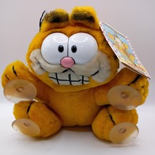 Vintage 80s Garfield Plush Stuck on You Suction Cup Car Window Cling Dakin 1981 picture