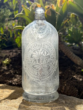 Antique French Seltzer Lemonade Bottle Heavy Glass early 1900s France picture
