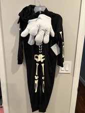 Disney Store Mickey Mouse Glow-in-the-Dark Skeleton Kids Costume Size 5/6 New picture