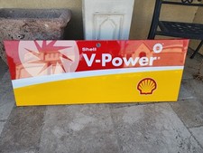 Shell V-Power Gas & Oil Sign Panel Red Yellow White 42”w x 16”h   picture