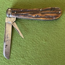Old Vintage Wostenholm IXL 1800s Era Large Curved Jack Pocket Knife picture