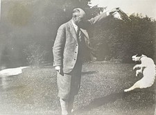 Vintage 1920s Photos Man Playing With Jumping Dog Funny Snapshot Photograph Pair picture