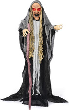 JOYIN 62” Halloween Decorations Outdoor Animatronics Standing Hunchback Witch wi picture