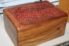 Wood Memorial Urn Box Funeral Cremation Ash Holder Ceremonial Storage Med Size picture