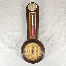 Vintage Springfield Banjo Weather Station Barometer Thermometer Hygrometer USA picture