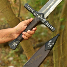 Hand Forged Viking Sword Carbon Steel Medieval Replica with Scabbard picture