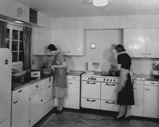 Two women making dinner in the 1940's Historic Old Photo picture
