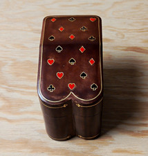 A Antinori Roma Italian Tooled Leather Double Playing Card Box Mid Century picture