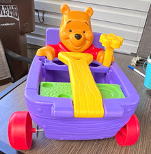 1990s vintage Disney Winnie the Pooh Plastic Wagon Toy Cart with Wheels picture