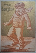 1880s-90s USE SOAPINE Providence RI Victorian BOY SCARF SNOW Frazzled 3.5x4 picture