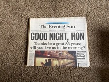 The Baltimore Evening Sun Newspaper Final Edition Friday, Sept. 15, 1995 picture